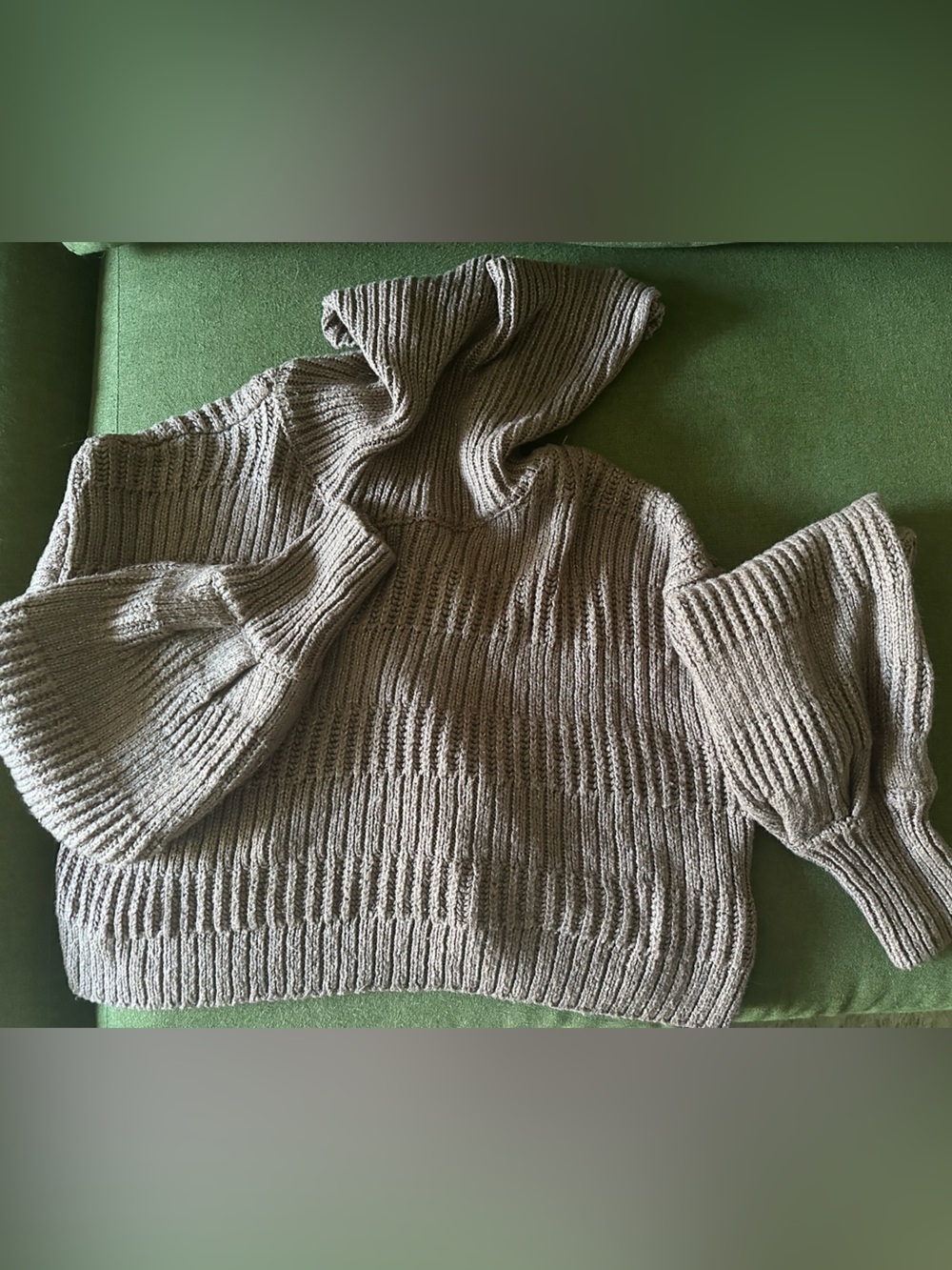 Urban Outfitters Chunky Ribbed Knit Hoodie - Taupe Brown